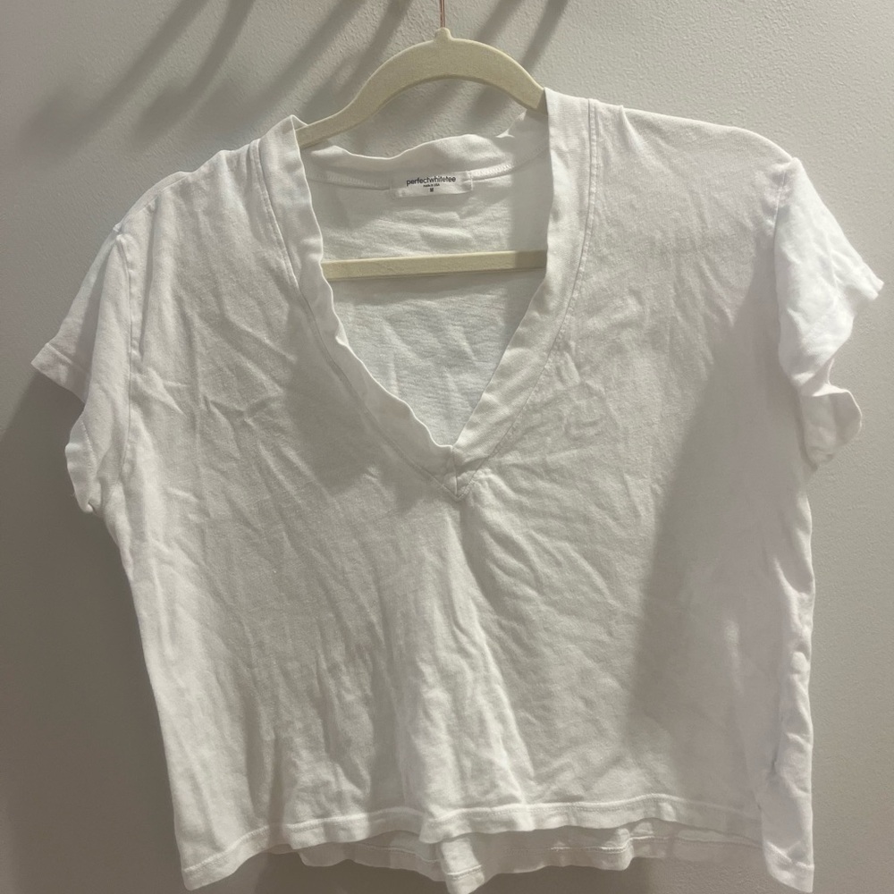 Perfectwhitetee White Cropped Short Sleeve T-Shirt